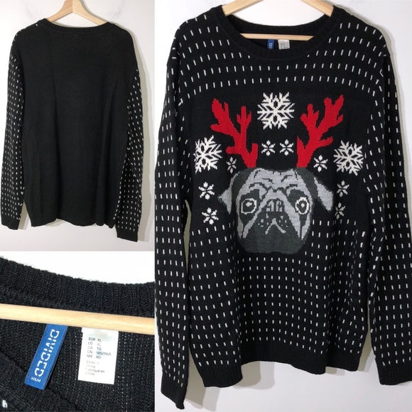 black pug christmas sweater